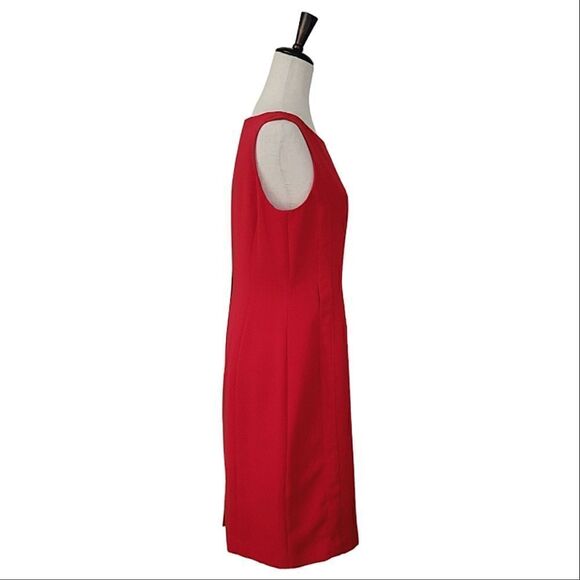 Calvin Klein Red Sleeveless Lined Zip Closure Fitted Sheath Dress Size 10 - Picture 3 of 10